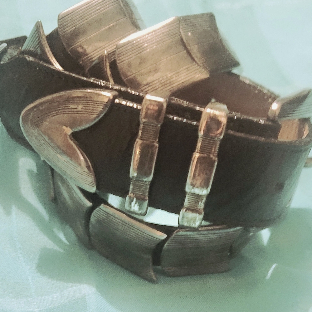 Vintage Nanni Black Leather and Silver Unisex Belt Made in Italy